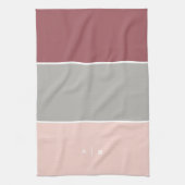 Maroon Gray Pink Color Block Stripe Monogram Plan Theedoek (Verticaal)