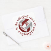 maroon gray volleyball happy place typografie vierkante sticker (Envelop)