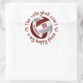 maroon gray volleyball happy place typografie vierkante sticker (Tas)