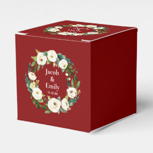 Maroon Greenery Gepersonaliseerde Namen Datum Huwe Bedankdoosjes