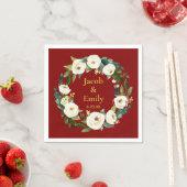 Maroon Greenery Gepersonaliseerde Namen Datum Huwe Servet (Insitu)