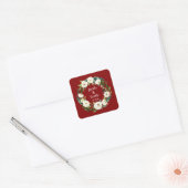 Maroon Greenery Gepersonaliseerde Namen Datum Huwe Vierkante Sticker (Envelop)