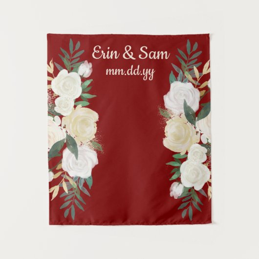 Maroon Greenery Wedding Prop Photo Booth Achtergro Wandkleed (Voorkant)