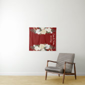 Maroon Greenery Wedding Prop Photo Booth Achtergro Wandkleed (In Situ (horizontaal))