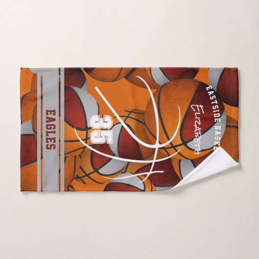 Maroon Grey Basketbal Team Kleuren Atleet Naam Handdoek (Handdoek)