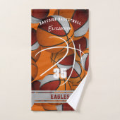 Maroon Grey Basketbal Team Kleuren Atleet Naam Handdoek (Handdoek)