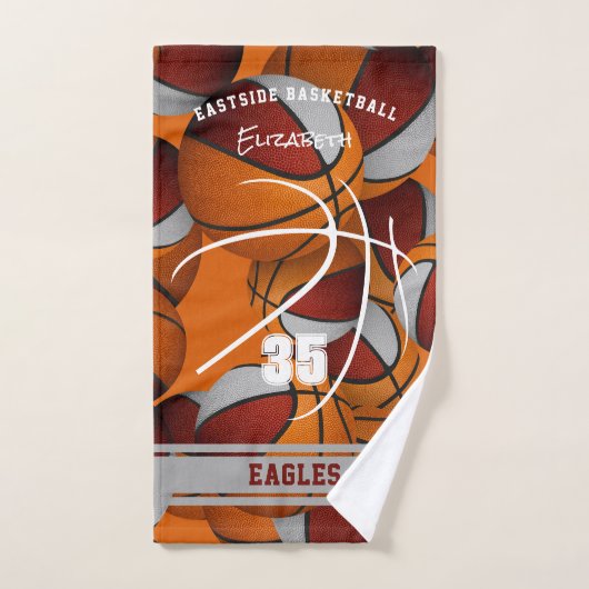 Maroon Grey Basketbal Team Kleuren Atleet Naam Handdoek (Handdoek)