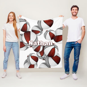 Maroon Grey Basketbal Team Kleuren Sport Decor Fleece Deken