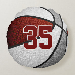 Maroon Grey Basketbal Team Kleuren Sport Decor Rond Kussen