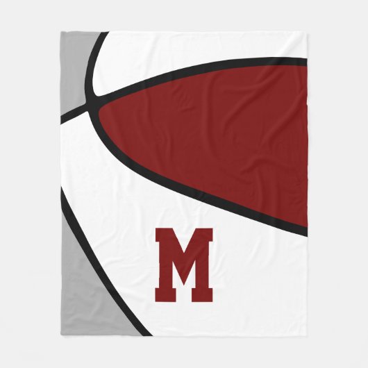 Maroon Grey basketbalteam Spirit Monogrammed Fleece Deken (Voorkant)