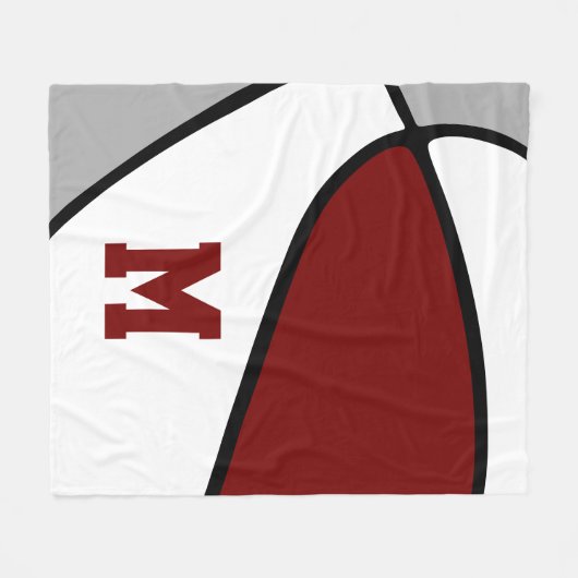 Maroon Grey basketbalteam Spirit Monogrammed Fleece Deken (Voorkant (Horizontaal))