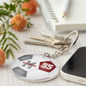 Maroon Grey School Team Kleuren Meisjes Voetbal Sleutelhanger (Voorkant Rechts)