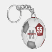 Maroon Grey School Team Kleuren Meisjes Voetbal Sleutelhanger (Voorkant Links)