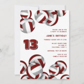 Maroon Grey Team Kleuren Volleyballen Kinderen Ver Kaart (Voorkant)