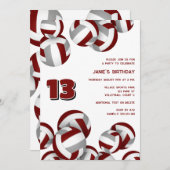 Maroon Grey Team Kleuren Volleyballen Kinderen Ver Kaart (Voorkant / Achterkant)