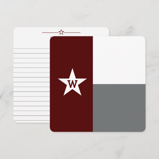 Maroon & Grey Texas Flag Flat Note Kaart (Voorkant / Achterkant)