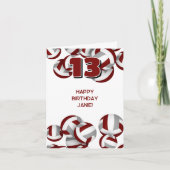 Maroon Grey volleyballen kinder sport Happy Birthd Kaart (Voorkant)