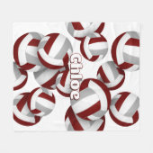 Maroon Grey Volleyballen Meisjes Sportkamer Decor Fleece Deken (Voorkant (Horizontaal))