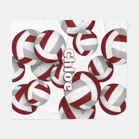 Maroon Grey Volleyballen Meisjes Sportkamer Decor Fleece Deken (Voorkant (Horizontaal))