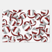 Maroon Grey volleyballen Set van 3 Coördinerende Inpakpapier Vel (Voorkant)