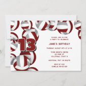 Maroon Grey Volleyballs Meisjes Jongens Verjaardag Kaart (Voorkant)