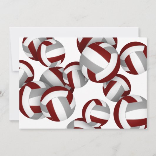 Maroon Grey Volleyballs Meisjes Jongens Verjaardag Kaart (Achterkant)