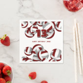 Maroon Grey Volleyballs Meisjes Jongens Verjaardag Servet (Insitu)