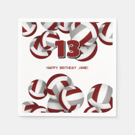 Maroon Grey Volleyballs Meisjes Jongens Verjaardag Servet