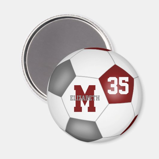 maroon grijs aangepaste voetbalteamkleuren magneet (Voorkant / Achterkant)