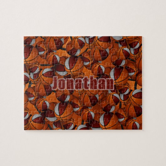 Maroon grijs basketbal jongens meisjes team kleure legpuzzel (Horizontaal)