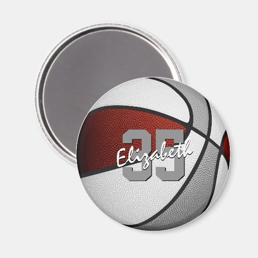 Maroon grijs basketbal partij gunsten onder 10 magneet (Voorkant / Achterkant)