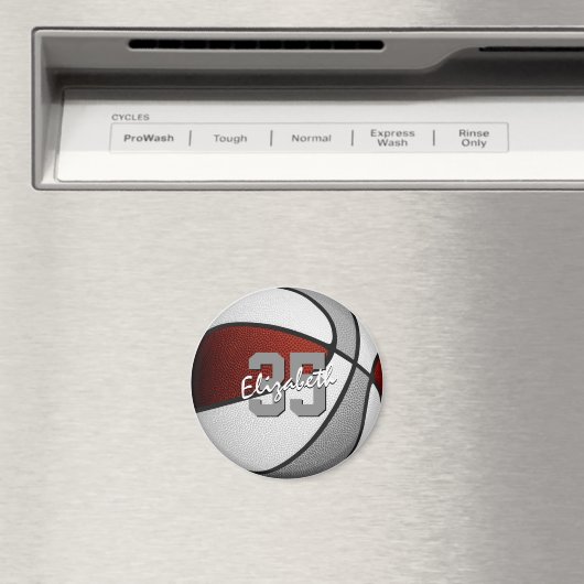 Maroon grijs basketbal partij gunsten onder 10 magneet (Insitu (Vaatwasser))