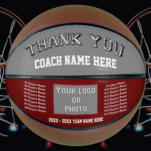 Maroon, grijs, Basketball Coach appreciatie cadeau Basketbal