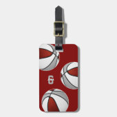 maroon grijs basketbalteam kleuren bagagelabel (Voorkant verticaal)