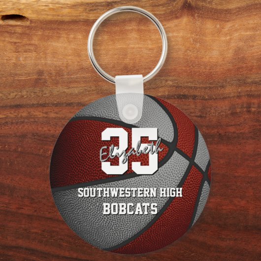 maroon grijs basketbalteam kleuren sleutelhanger (Achterkant)
