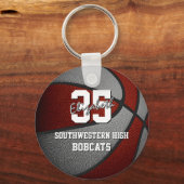 maroon grijs basketbalteam kleuren sleutelhanger (Voorkant)