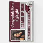 Maroon, grijs en wit Afstuderen van vinyl Spandoek (Verticaal)