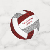 Maroon grijs meisjes volleybal verjaardag geperson confetti (Kleine voorkant)