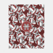 maroon grijs meisjesteam kleuren volleyball fleece deken (Voorkant)