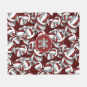 maroon grijs meisjesteam kleuren volleyball fleece deken (Voorkant (Horizontaal))