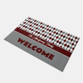 Maroon & Grijs School kleuren Argyle patroon Deurmat (Schuin)