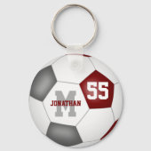 maroon grijs schoolkleuren jongens voetbal sleutelhanger (Voorkant)