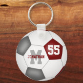 maroon grijs schoolkleuren jongens voetbal sleutelhanger (Voorkant)