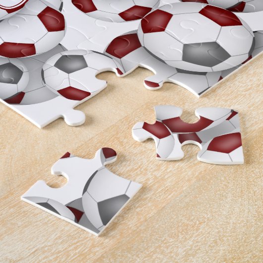 maroon grijs team kleuren jongens voetbal legpuzzel (Zijkant)