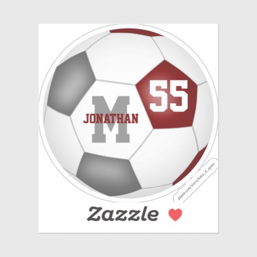 maroon grijs team kleuren jongens voetbal sticker (Vel)