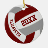 maroon grijs team kleuren keepomwille volleyball keramisch ornament (Voorkant)
