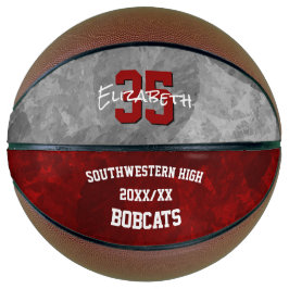 Maroon grijs team kleuren meisjes herdenking basketbal