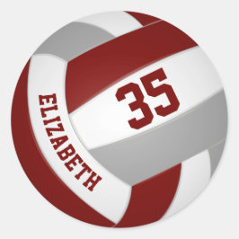 maroon grijs team kleuren meisjes volleybal ronde sticker