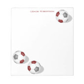 Maroon grijs team kleuren voetbal coach atleet naa notitieblok (Voorkant)