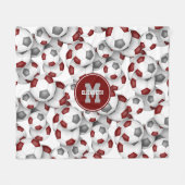 Maroon grijs team kleuren voetballen fleece deken (Voorkant (Horizontaal))